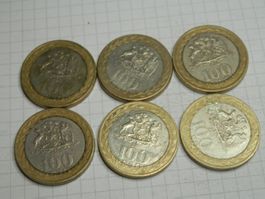 6 x Chile 100 Pesos 2 x 2006, 2 x 2010, 1x 2011, 1x 2012
