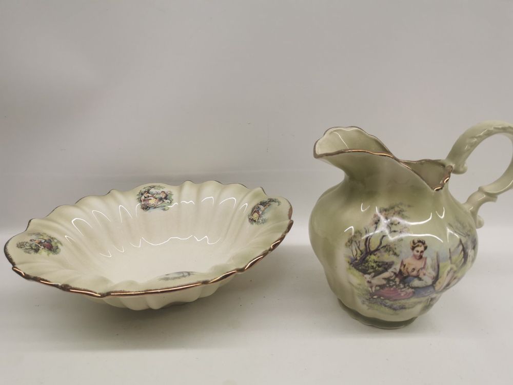 Melody Jane Puppenhaus Zubehör – Viktorianische Krug & Schale Im Blumenmuster, Maßstab 1:12