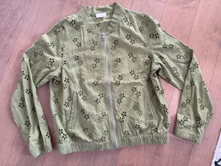 ESPRIT: Olive Bomberjacke mit Blumenstickerei Gr. XS