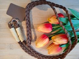 Handgemachte Handykette geflochten, Braun/Beige. Neu