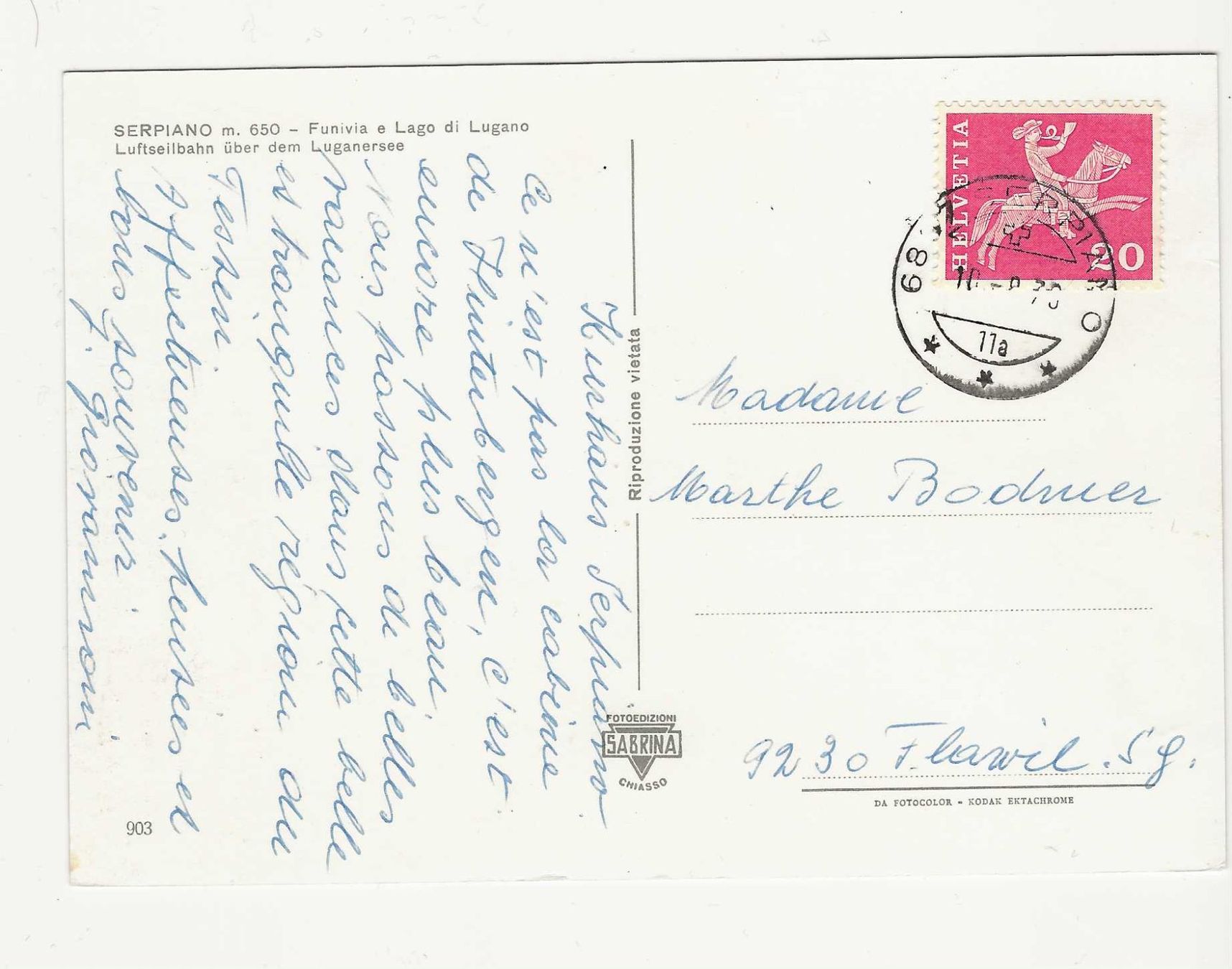 Cartoline postali: SERPIANO  LUFTSEILBAHN – Usato da Küttigen venduto da rolypo 1