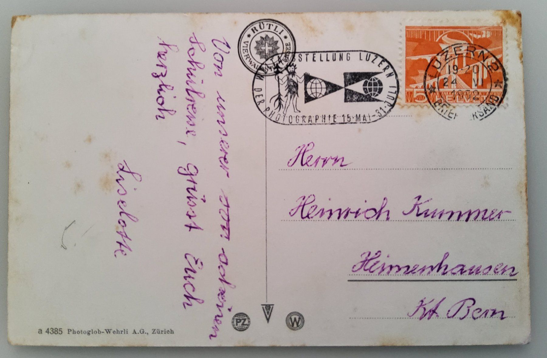Cartoline postali: Ansichtskarte Rütli, gest. 1952 – Usato da Buchrain venduto da mue_kru 1