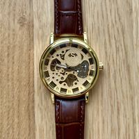 Neu Sewor Skeleton Mechanische Uhr Gold-Braun