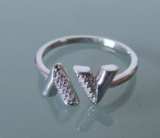 Vintage Silber 925 Fingerring mit Zirkonia Gr. 55