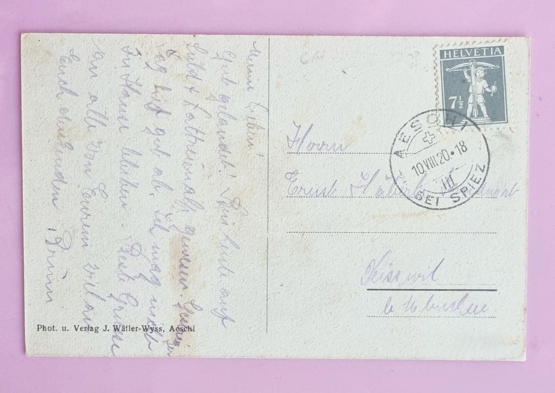 Ansichtskarten: Aeschi - Alpfahrt - 1920 – Gebraucht aus Rothrist von RROENK 1