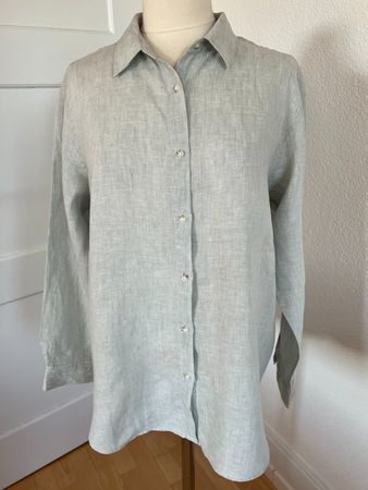 UNIQLO Damen Bluse, 100% Leinen, Gr. XL, Mintgrün