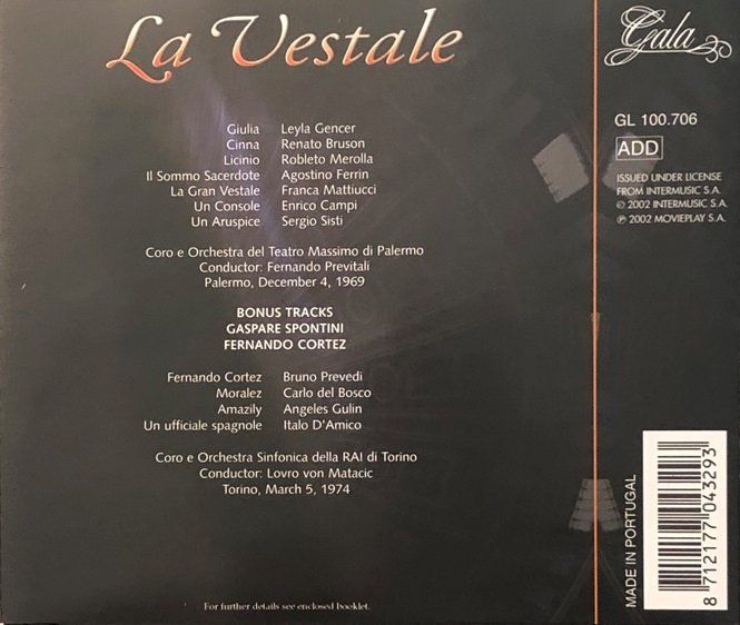CD: Spontini - La Vestale – Usato da Grüningen venduto da azulamarillo 1