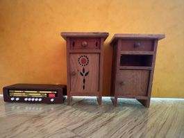 Puppenstube Möbel-Set, Vintage Kommoden und Radio Top!