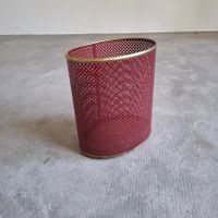corbeille à papier retro laiton bordeau vintage 1970