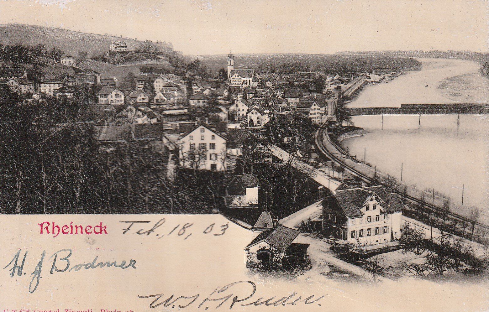 Cartoline postali: Rheineck - Prägekarte  1903 – Usato da uttwil venduto da Koehlerfred