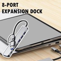 Hub USB C  8 in 1 Adapter USB 3.0 2.0 PD Verteiler Splitter