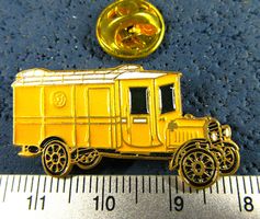 POST AUTO LIEFERWAGEN LKW OLDTIMER AUTO PIN GEPRÄGT GOLDIG