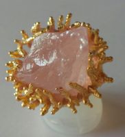 Ungeschliffener Rosenquarz Fingerring