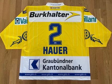 ORIGINAL HC DAVOS # 2 BRETT HAUER TRIKOT HCD 2005/06 NHL XL
