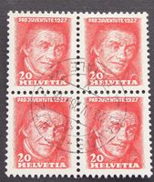 1927 - Pro Juventute - Znr. PJ 43 / 4-er Block - gestempelt