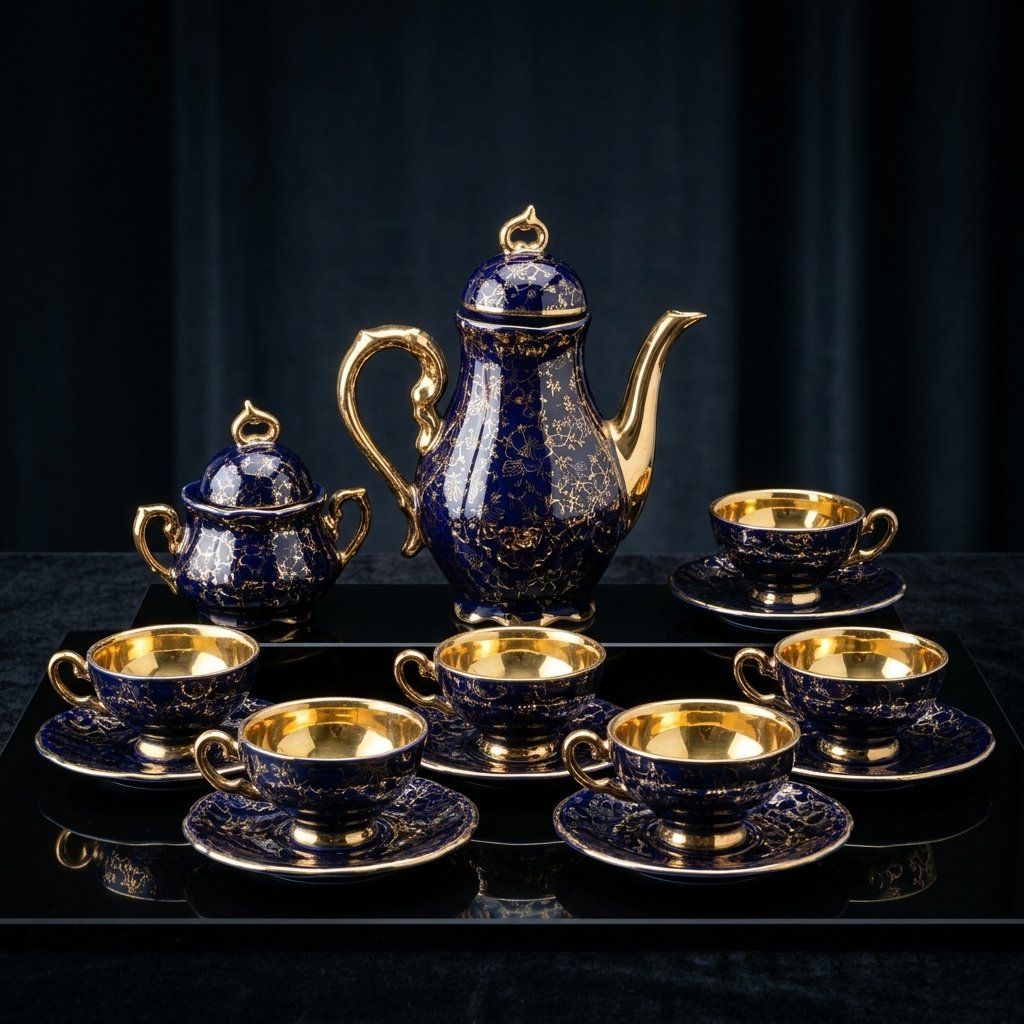 Set di piatti: Service à café "Midnight Gold" | MAYER & WIESAU – Usato da Sion venduto da XeniyaX