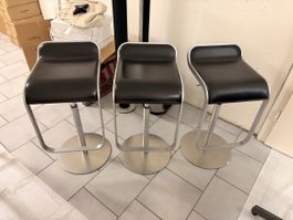 3x Lapalma LEM Barhocker Schwarz Leder und matt verchromt