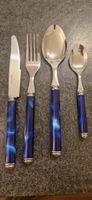 Besteck Set 24-teilig Blau mit Marmor-Optik