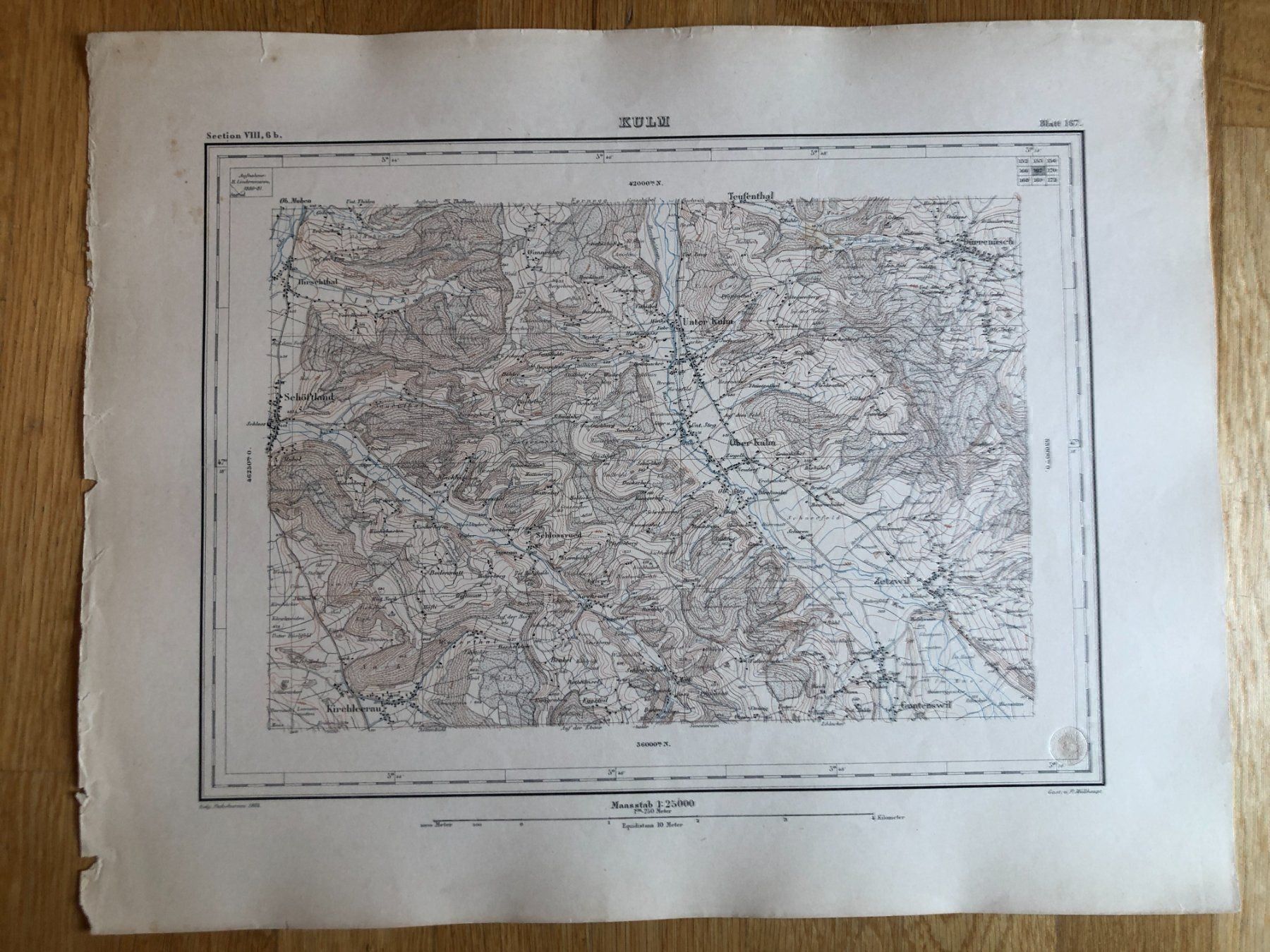 Landkarten & Atlanten: Siegfriedatlas Bl. 167: Kulm 1885 – Gebraucht aus Zürich von allp