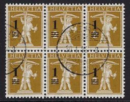 1915 Aufbrauchsausg.Tellknabe 6er-Bl. ⊞ gest. ʘ ZNr. 132