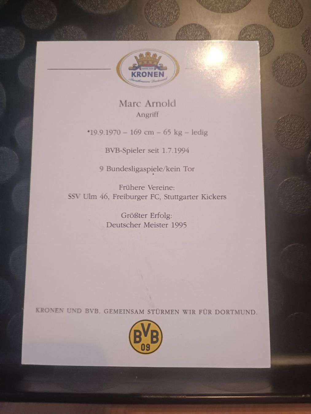 Autografi: Marc Arnold - handsigniert BVB - Borussia Dortmund – Usato da Menziken venduto da Artographs 1