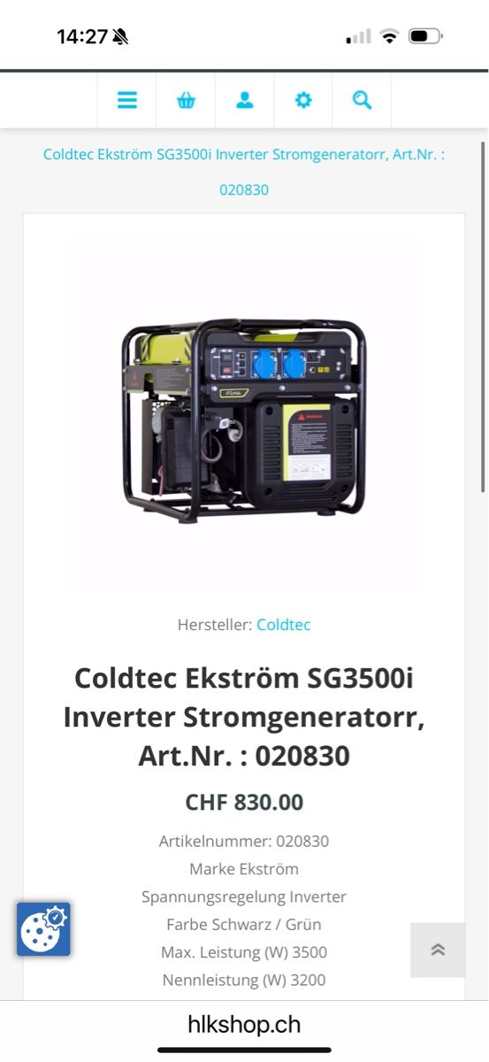 Ekström Générateurs de courant: Stromgenerator Ekström SG3500i – Neuf avec emballage d'origine à Laufen par car_2fnm