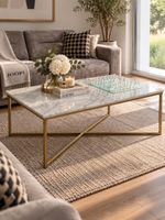 Edler Couchtisch mit Naturstein 120x60cm neuwertig