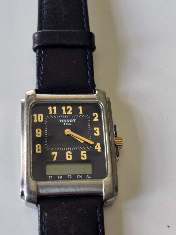 Montre Tissot Vintage Ana-Digi D 372 Two Timer – Années 80, Quartz, Acier Et Cuir