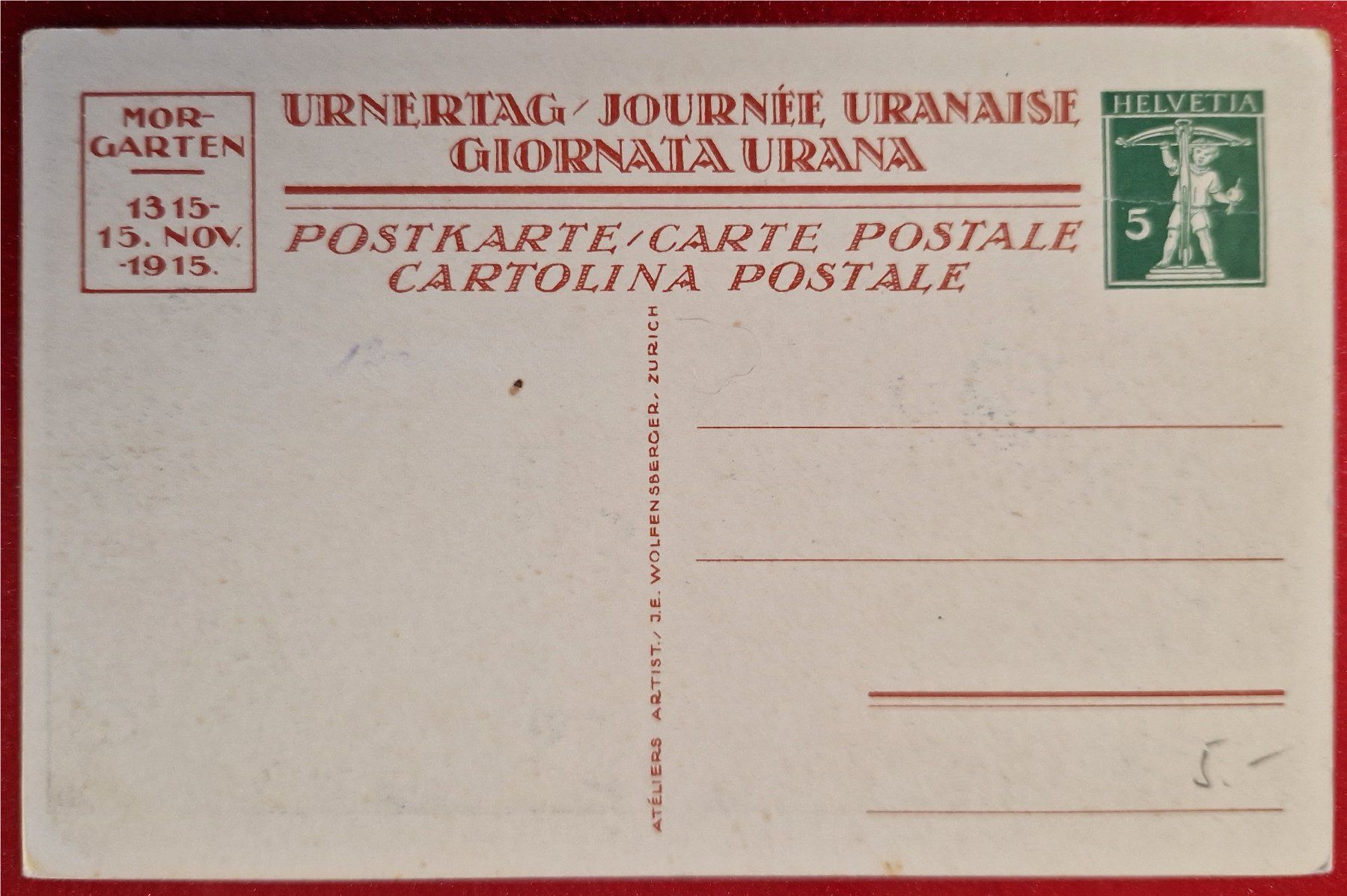 Ansichtskarten: Morgarten 1915 – Neu (gemäss Beschreibung) aus Melchnau von Fishel 1