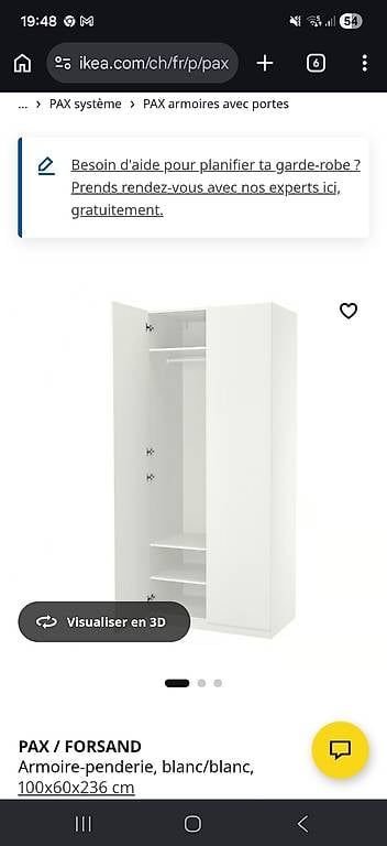 Armadi: Armoire PAX 100×60x236 – Usato da Préverenges venduto da mel_k6bd