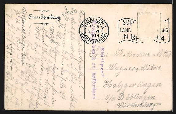 Cartes postales: St. Gallen, Restaurant Freudenberg, Blic – D'occasion à Berlin par bartko-reher 1