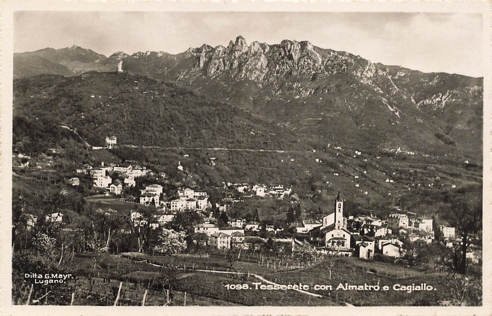 Cartoline postali: Tesserete (TI) Panorama con Almatro e Cagiallo – Usato da Biasca venduto da Blenio71