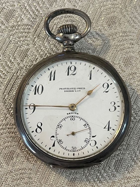 Montre De Poche Zénith Argent - Mécanique Manuelle, Verre Acrylique, Avec Boîte Et Certificat, Occasion
