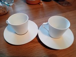 2 Nespresso Tassen + Untertassen -Ritual, Weiss/Braun 