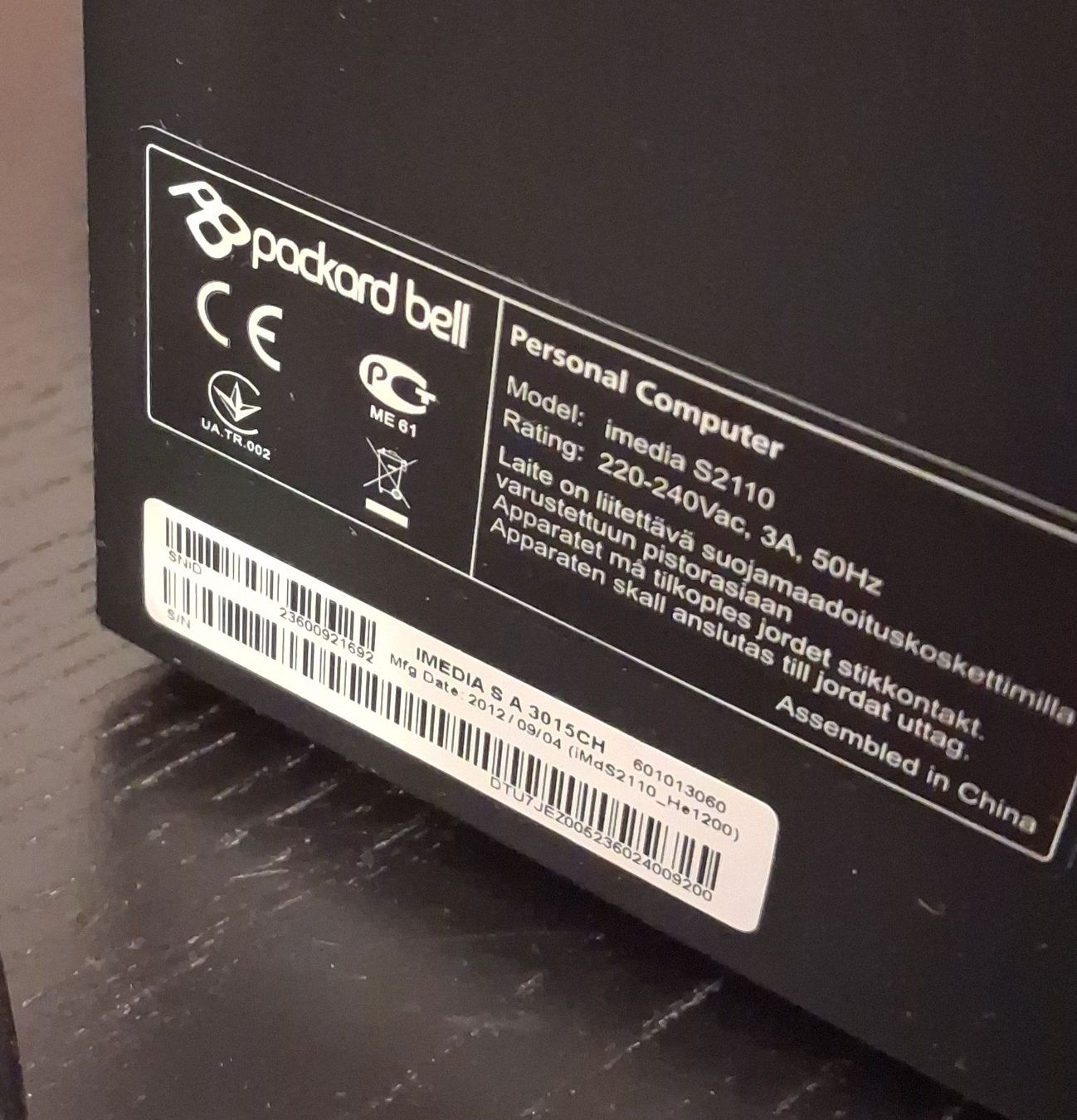 Hewlett Packard PCs: PACKARD BELL DESKTOP PC IMEDIA S3015CH | SLIM-TOWER COMPUTER – Defekt aus Effretikon von SEMOUNA 2