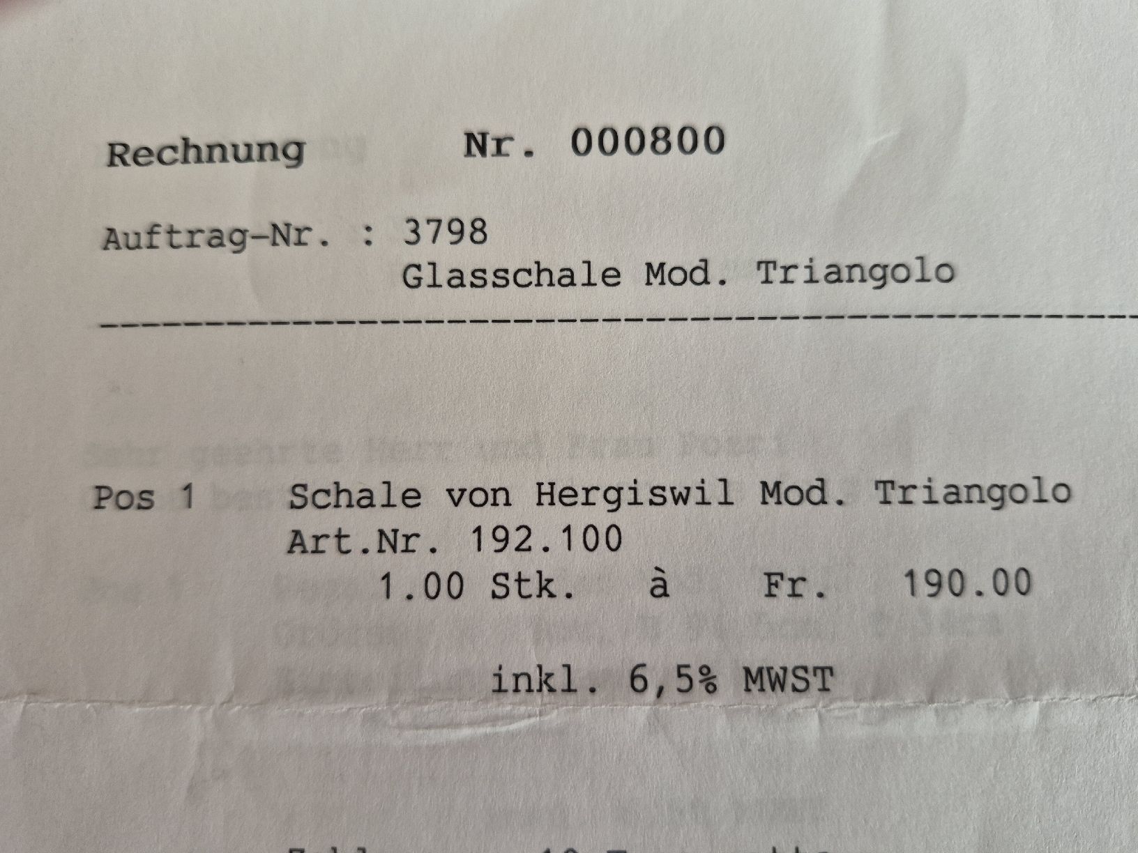 Glasi Hergiswil Schalen: Schale Hergiswil Triangolo – Gebraucht aus Zürich von MarziaP 4