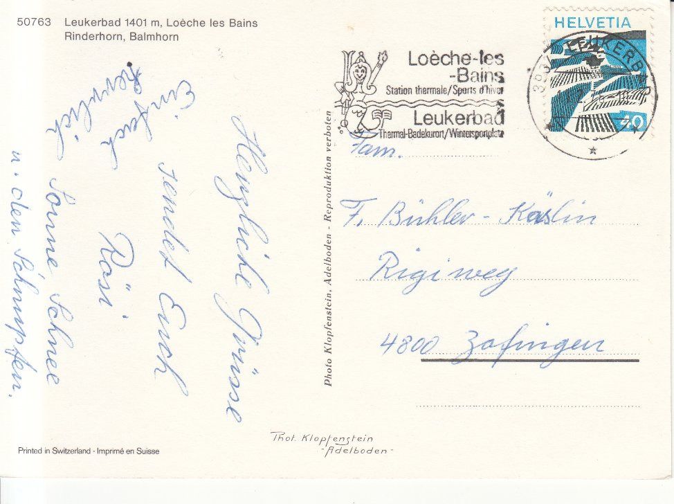 Cartoline postali: Leukerbad 1976 – Usato da Bürglen TG venduto da StampGraf 1
