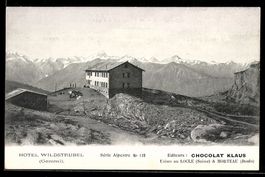 AK Gemmi, Alpenpanorama mit Hotel Wildstrubel