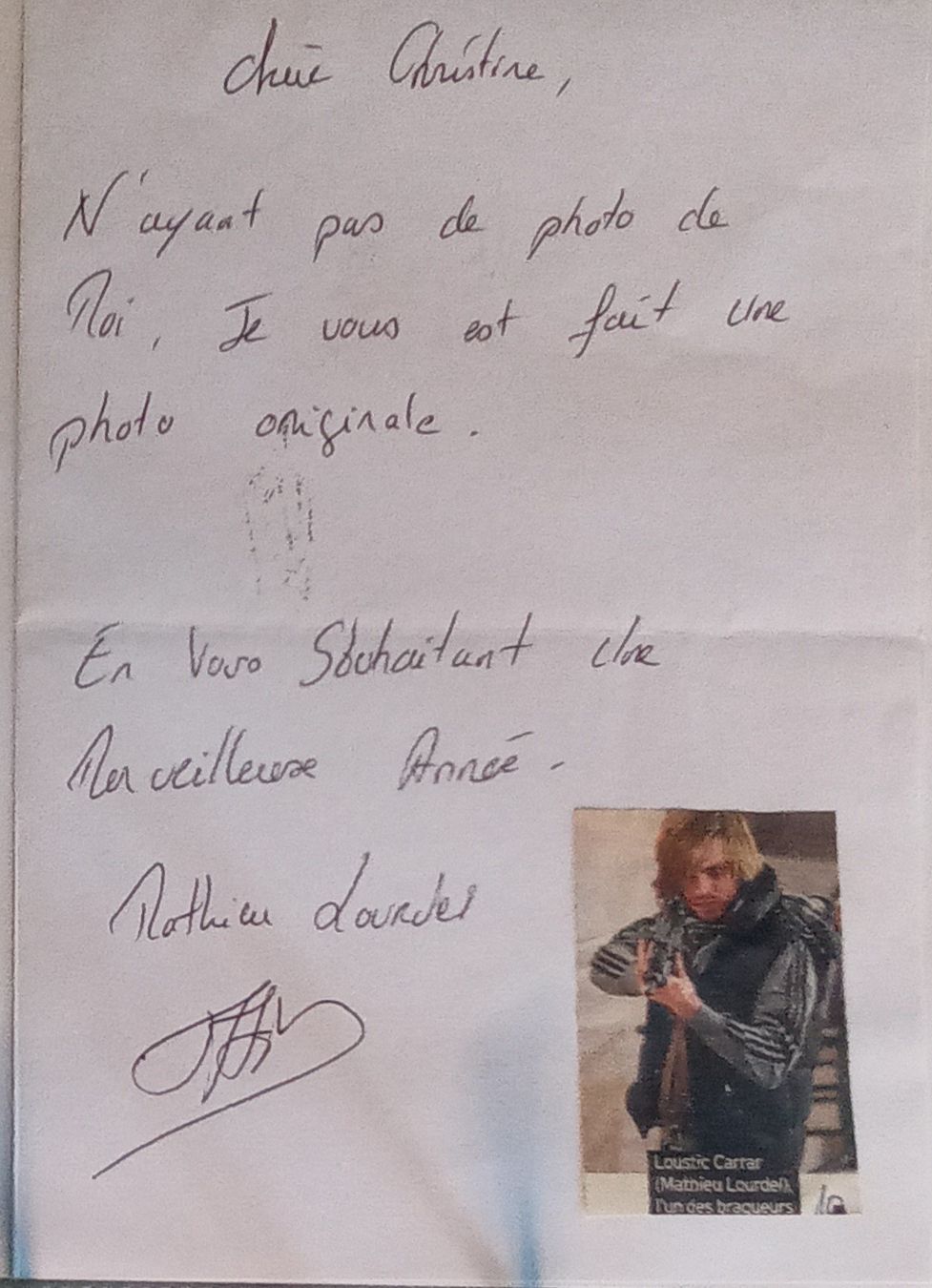 Autografi: Mathieu Lourdel Autogramm signiert Brief 15x21cm – Usato da Bischofszell venduto da Gottselig
