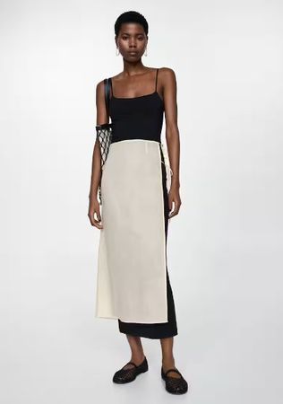 🤩MANGO NEUE KOLLEKTION PAREO-ROCK MIT SCHLITZ ECRU NEU