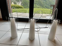 Lampadario moderno 3 faretti vetro acciaio design ✨️