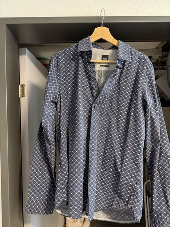 Herren Hemd HUGO BOSS Grösse M Muster blau guter Zustand