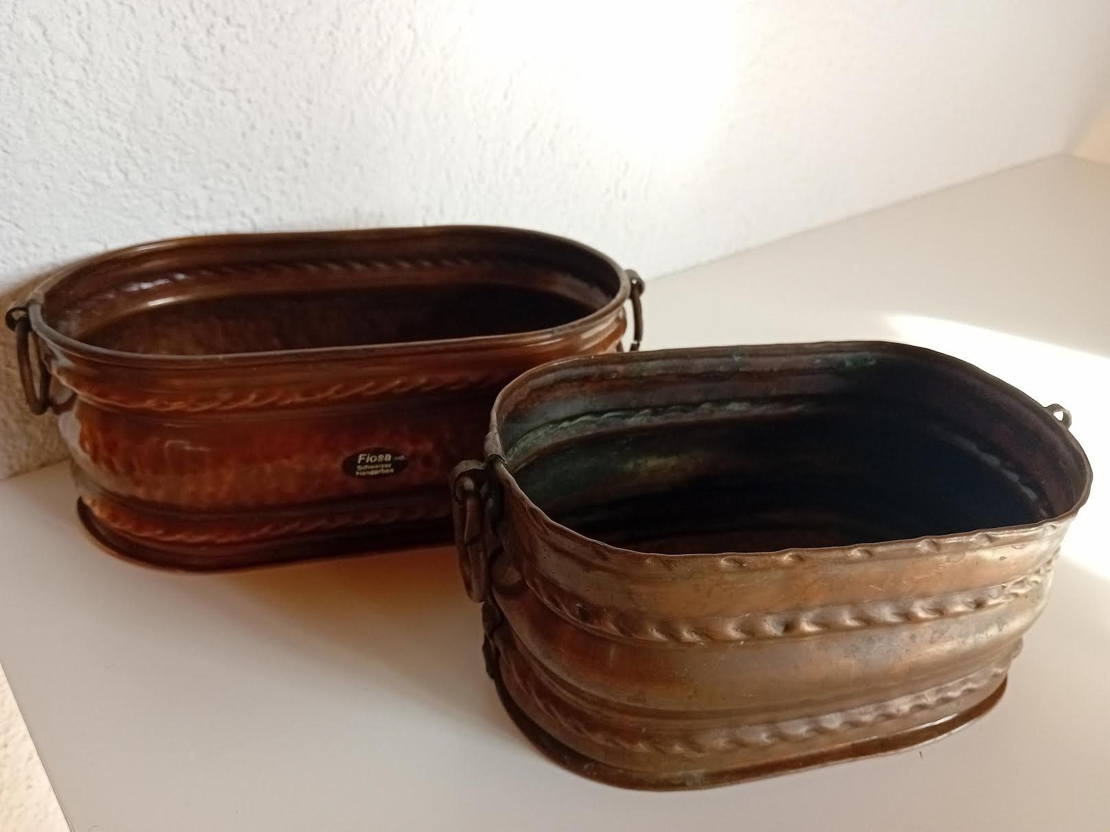 Blumentöpfe: Kupfergefässe Oval Fiosa Schweizer Handarbeit 2er Set – Gebraucht aus Salez von Robe12 2