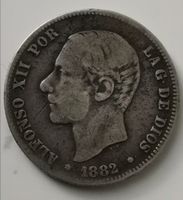 2 Pesetas 1882 Spanien Silber