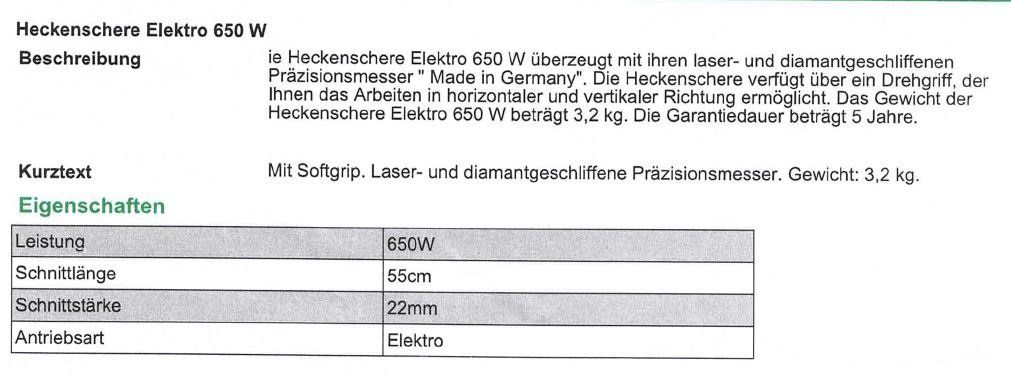Tutti gli attrezzi: Landi Elektro Heckenschere 650W – Usato da Mumpf venduto da Xelz 1