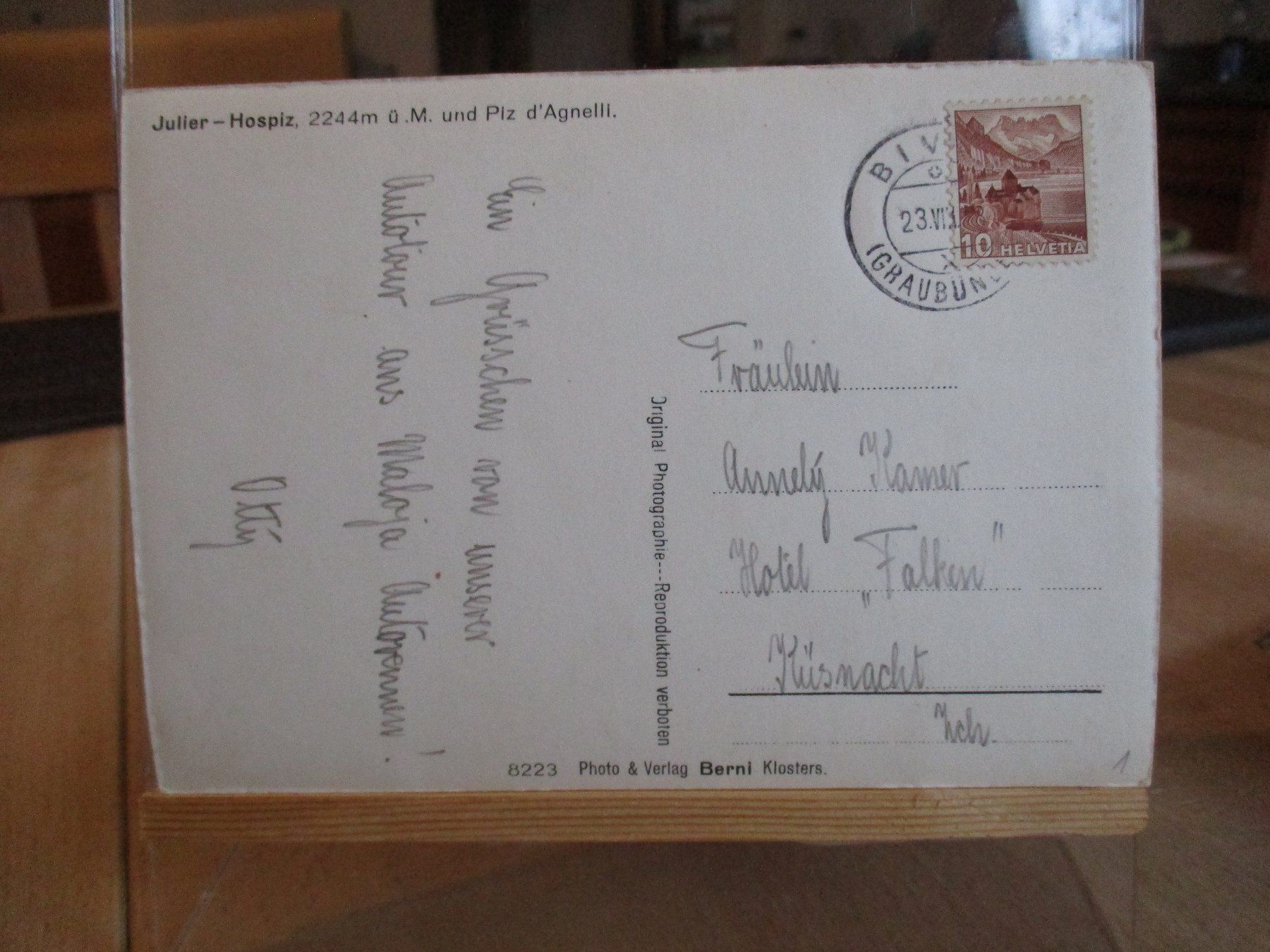 Ansichtskarten: Julier Hospiz 1943 Postkarte  2 – Gebraucht aus Felsberg von sanwill 1