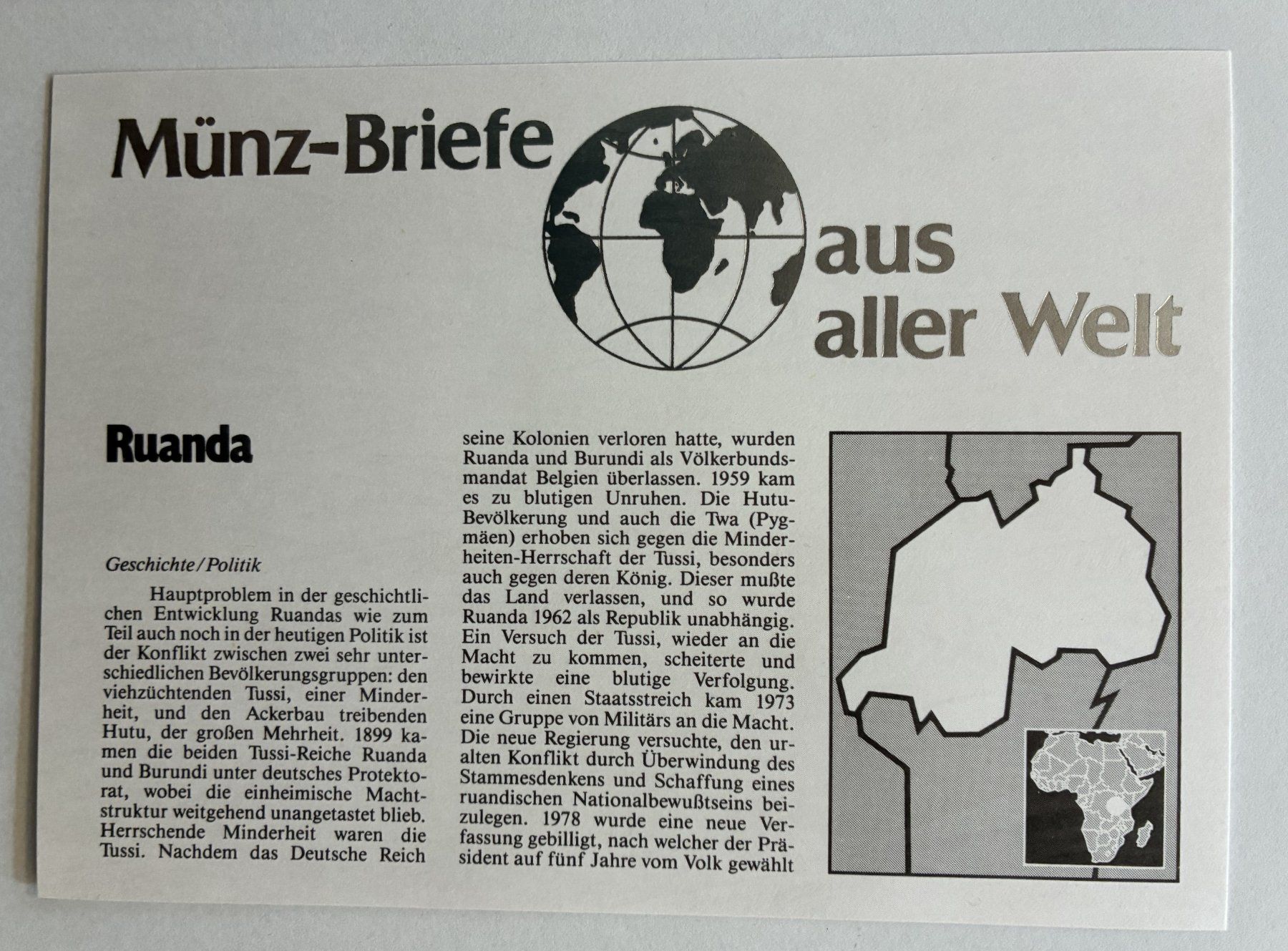 Alle Münzen: Münzbrief Rwanda 1983 – Gebraucht aus Hätzingen von bar_g6zj 2