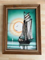 Gemälde mit Holzrahmen, Segelschiff Motiv, Top Zustand
