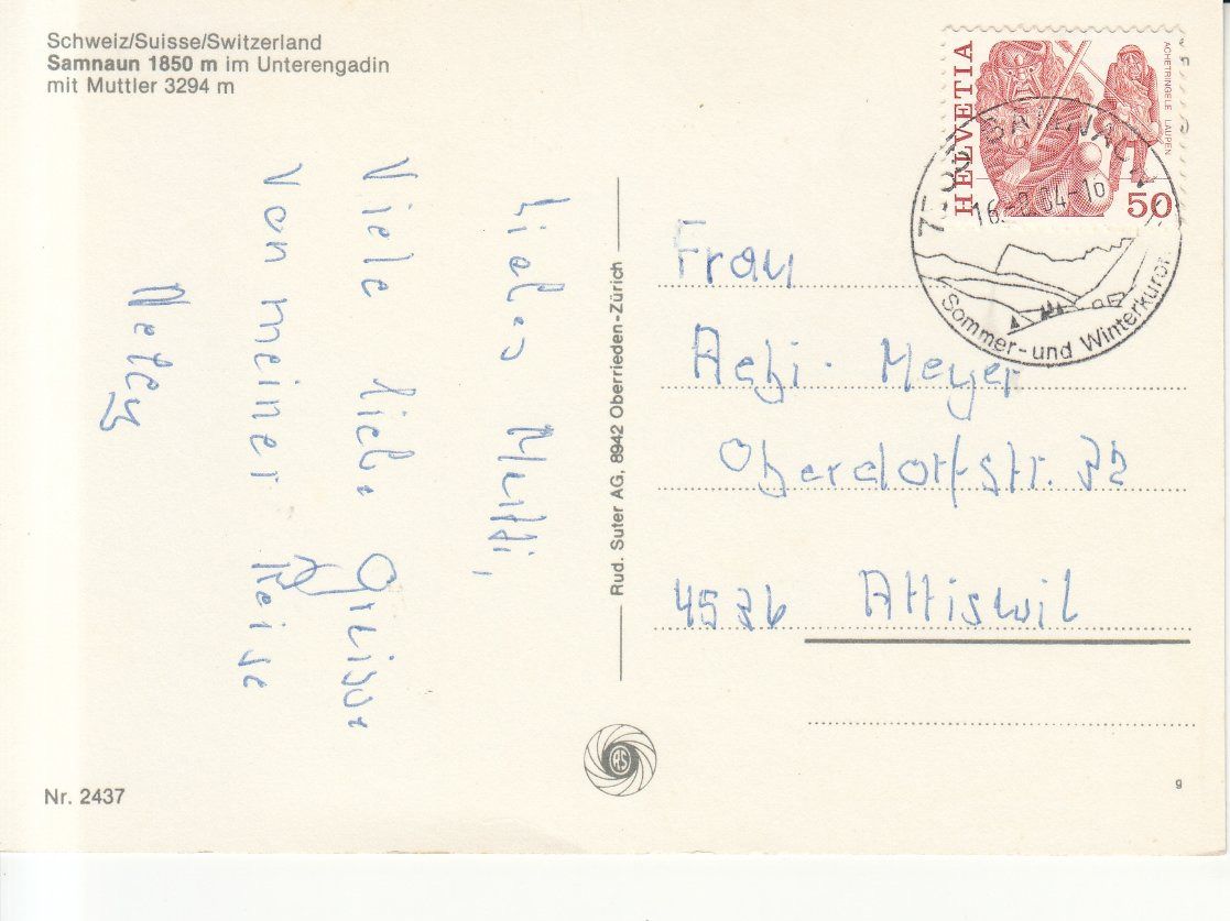 Cartoline postali: Samnaun 1984 – Usato da Bürglen TG venduto da StampGraf 1
