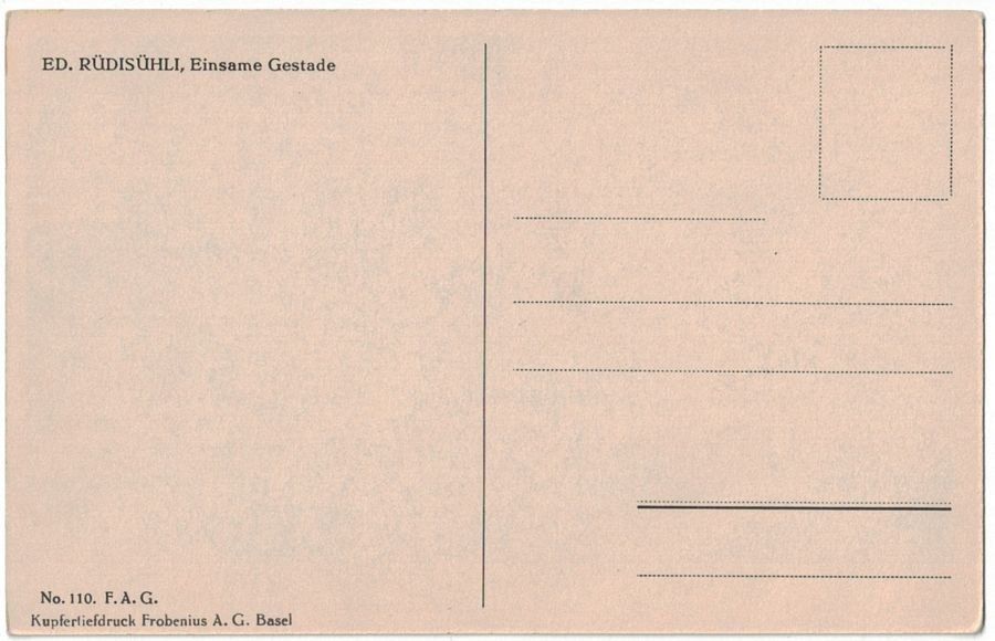 Cartoline postali: Kunst-AK, Paul Eduard Rüdisühli, Einsame Gestade – Usato da Frauenfeld venduto da POML 1
